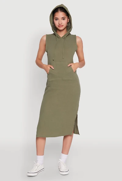 Gauze Knit Hooded Tank Dress