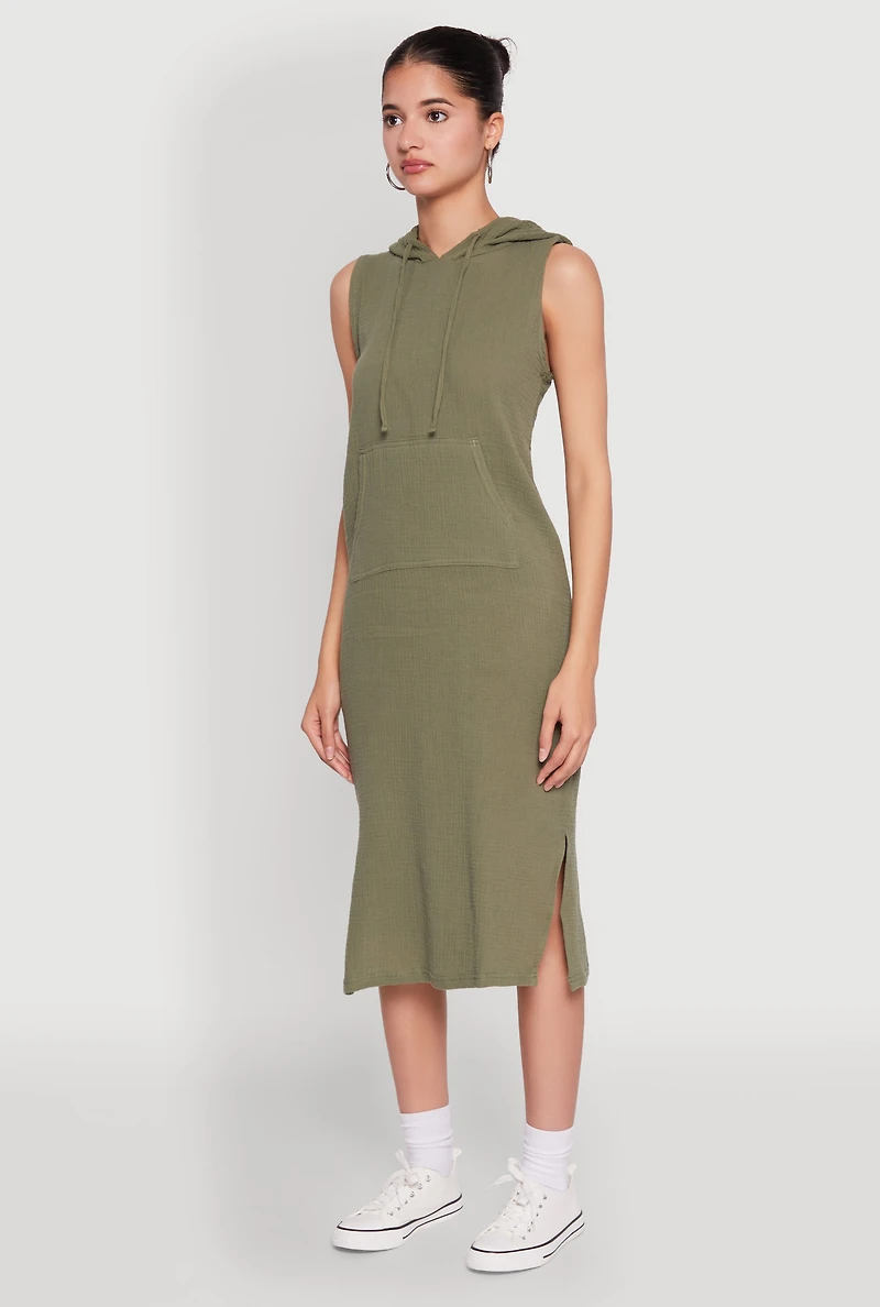 Gauze Knit Hooded Tank Dress