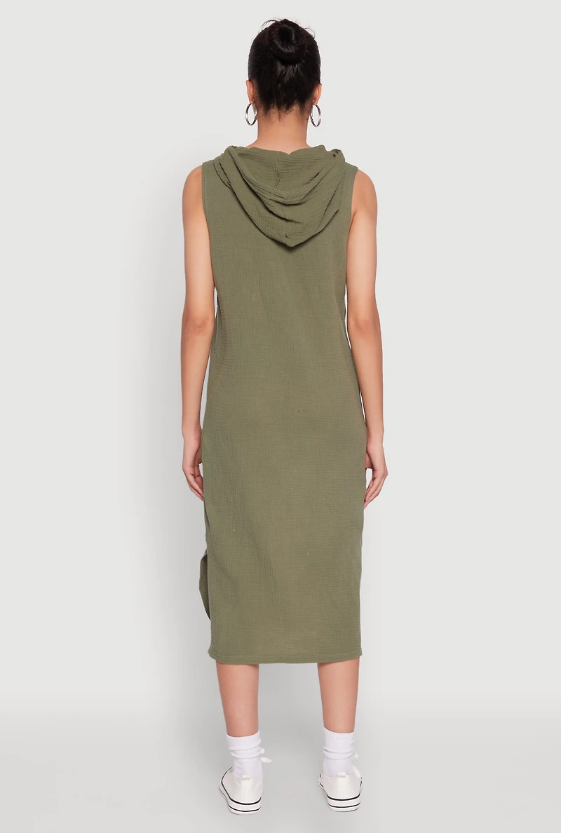 Gauze Knit Hooded Tank Dress