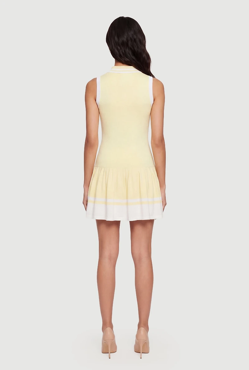 Collared Sleeveless Knitted Tennis Dress