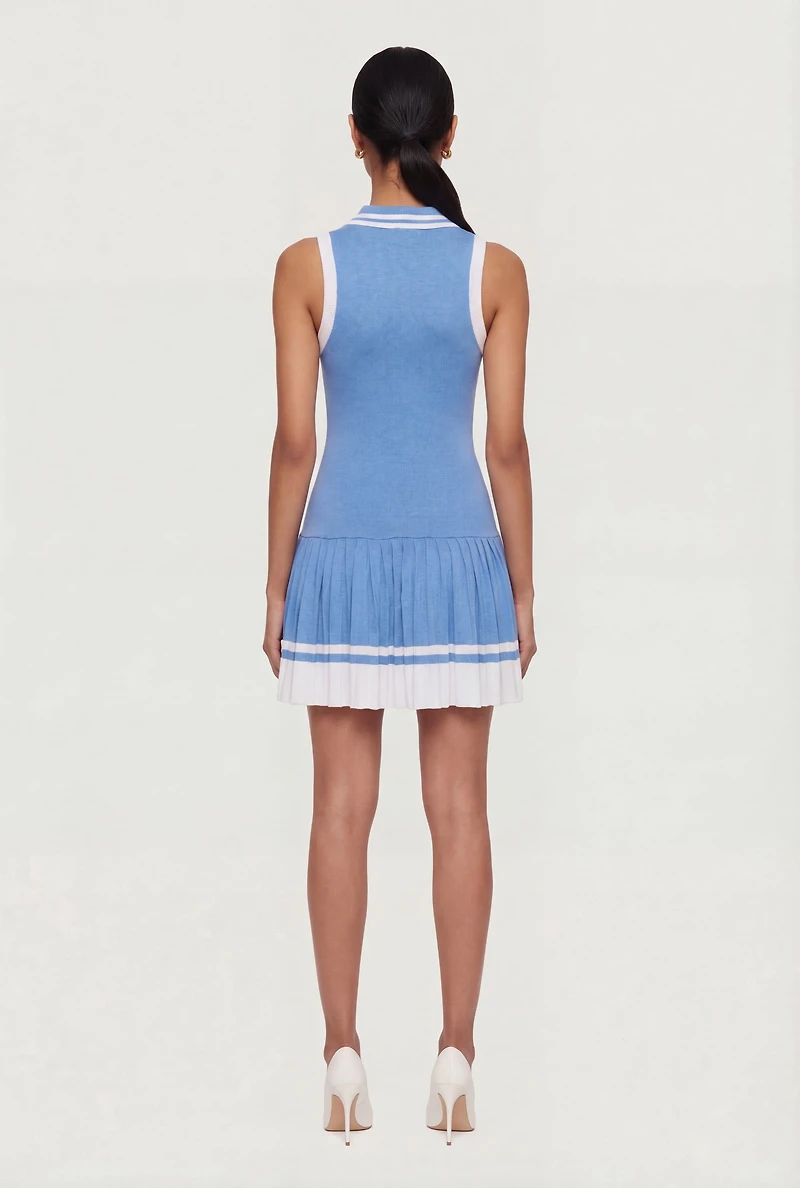 Collared Sleeveless Knitted Tennis Dress