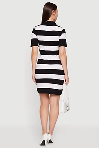 Striped Short Sleeve Polo Dress