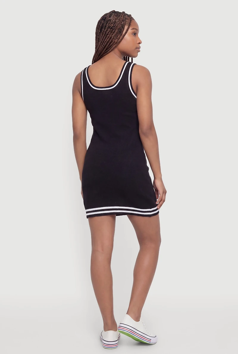 Tank Dress with Varsity Stripe Detail