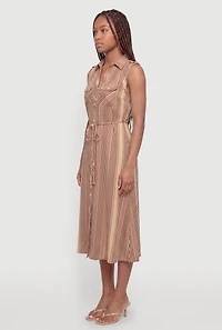 Sleeveless Striped Midi Shirt Dress