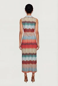 Ombre Quarter Button Front Maxi Shirt Dress