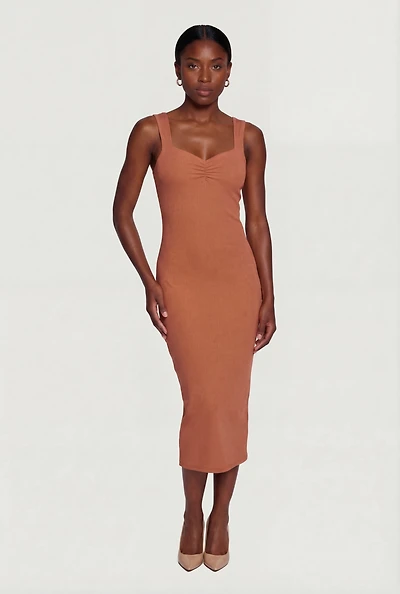 Ruched Front Keyhole Back Tank Dress