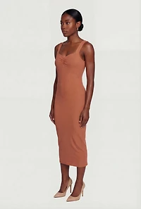 Ruched Front Keyhole Back Tank Dress