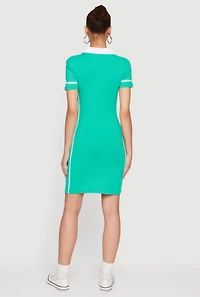 90 Graphic Varsity Stripe Side Polo Dress