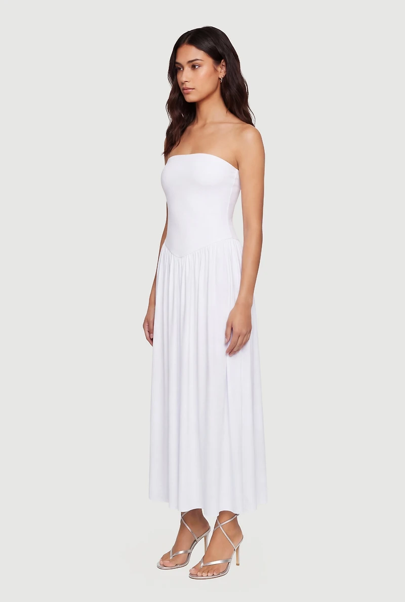 Solid Strapless Maxi Dress