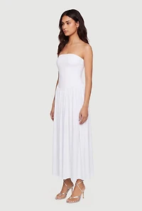 Solid Strapless Maxi Dress
