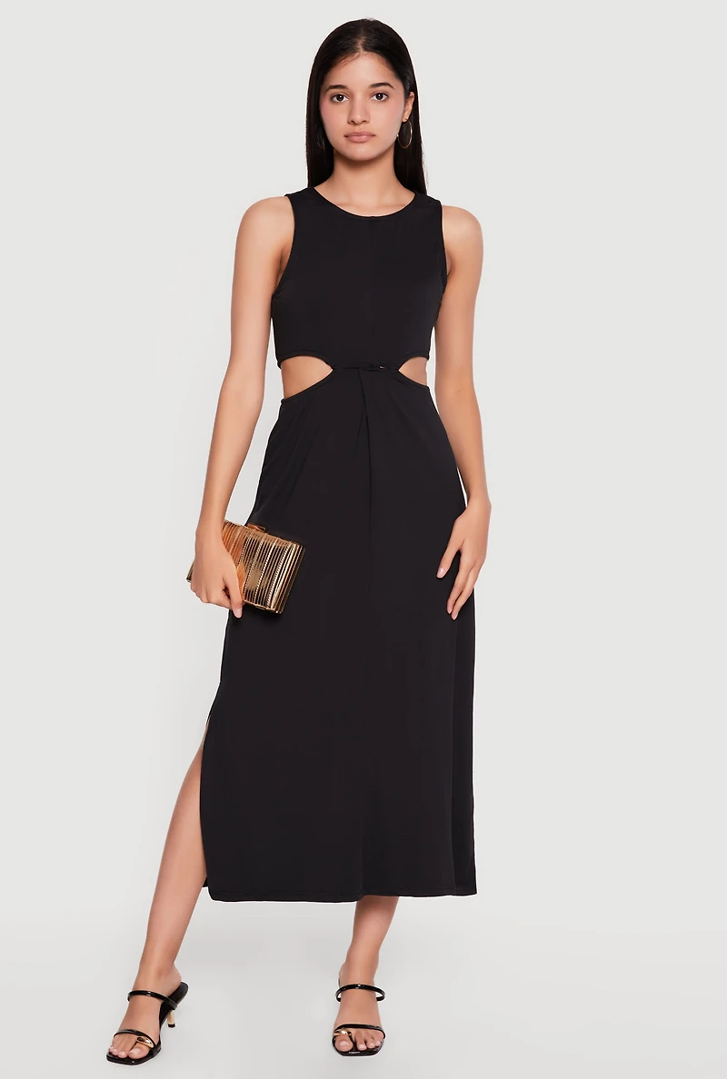 Sleeveless Side Cutout Midi Dress