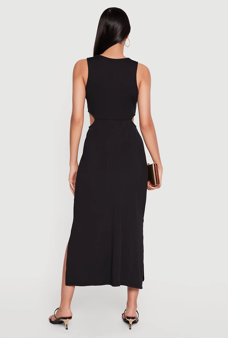 Sleeveless Side Cutout Midi Dress