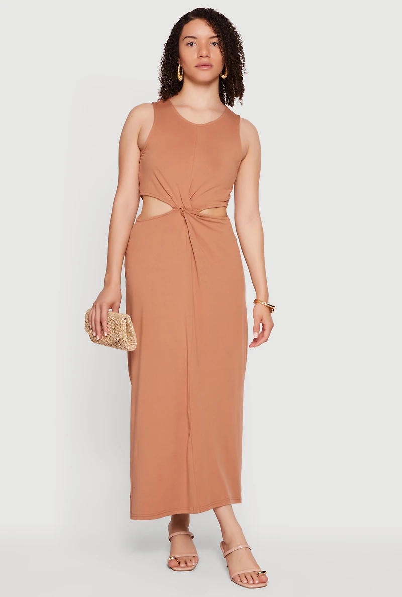 Sleeveless Side Cutout Maxi Dress