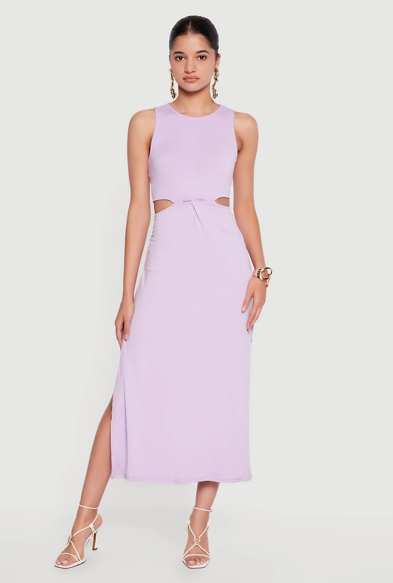 Sleeveless Side Cutout Maxi Dress
