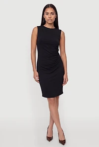 Side Ruched High Neck Mini Dress