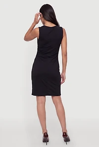 Side Ruched High Neck Mini Dress