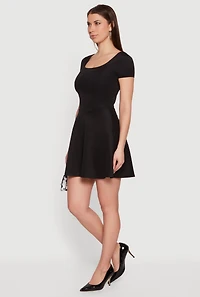 Short Sleeve Scoop Neck Skater Mini Dress