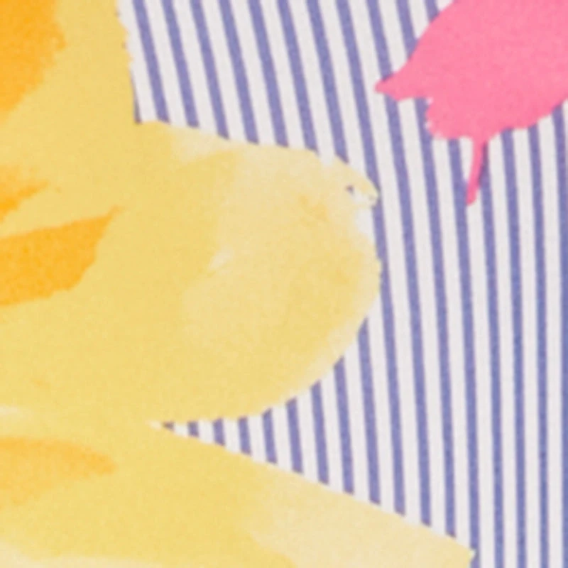 Cut Out Detail Pinstripe Floral Print Midi Dress