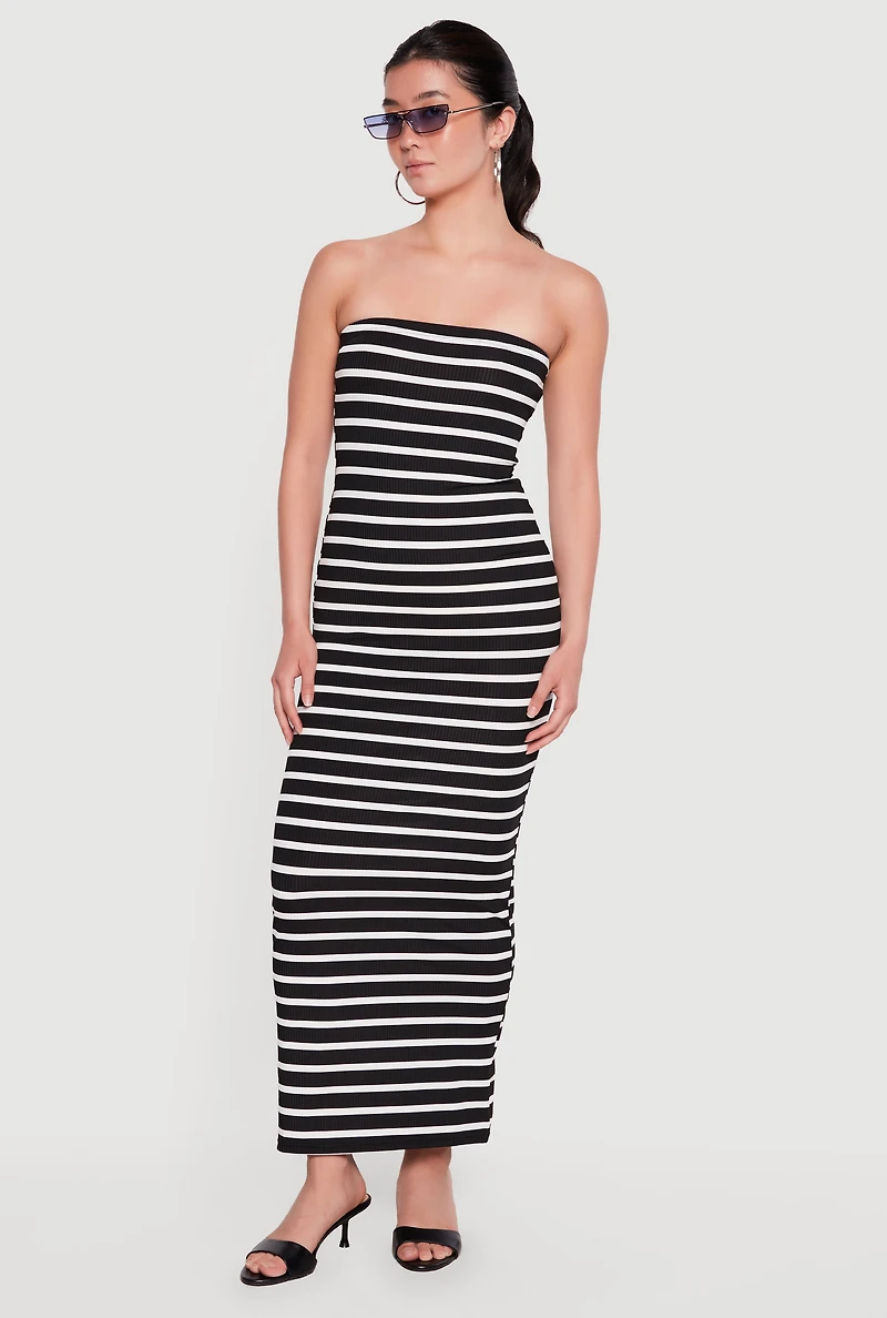 Striped Tube Maxi Dress