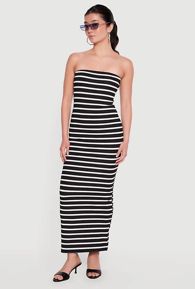 Striped Tube Maxi Dress