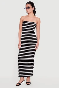 Striped Tube Maxi Dress