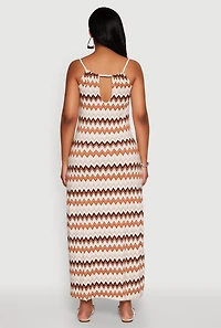 Chevron Print Rope Strap Maxi Dress