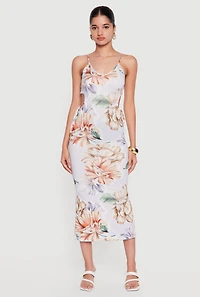 Floral Print Side Cutout Cami Dress