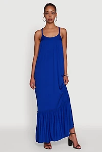 Womens Elegant Braided Sleeve Tiered Maxi Dress,