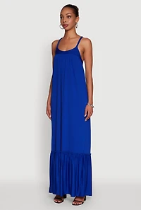 Womens Elegant Braided Sleeve Tiered Maxi Dress,