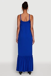 Womens Elegant Braided Sleeve Tiered Maxi Dress,