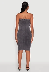 Womens Rib Knit Mineral Wash Tube Dress, Grey, Size S