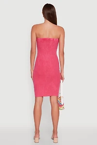 Womens Rib Knit Mineral Wash Tube Dress, Pink, Size M