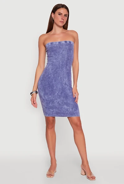 Womens Rib Knit Mineral Wash Tube Dress,