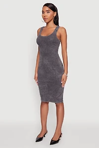 Womens Trendy Mineral Wash Scoop Neck Racerback Tank Dress, Grey, Size S