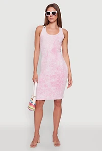 Womens Trendy Mineral Wash Scoop Neck Racerback Tank Dress, Pink, Size S
