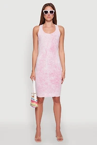 Womens Trendy Mineral Wash Scoop Neck Racerback Tank Dress, Pink, Size S
