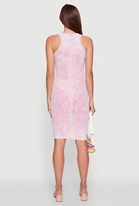 Womens Trendy Mineral Wash Scoop Neck Racerback Tank Dress, Pink, Size S