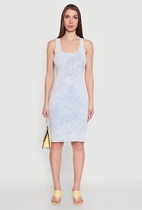 Womens Trendy Mineral Wash Scoop Neck Racerback Tank Dress,