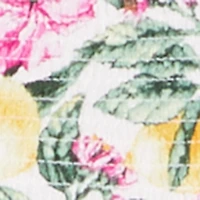 Floral Lemon Print Tie Back Halter Dress with Keyhole