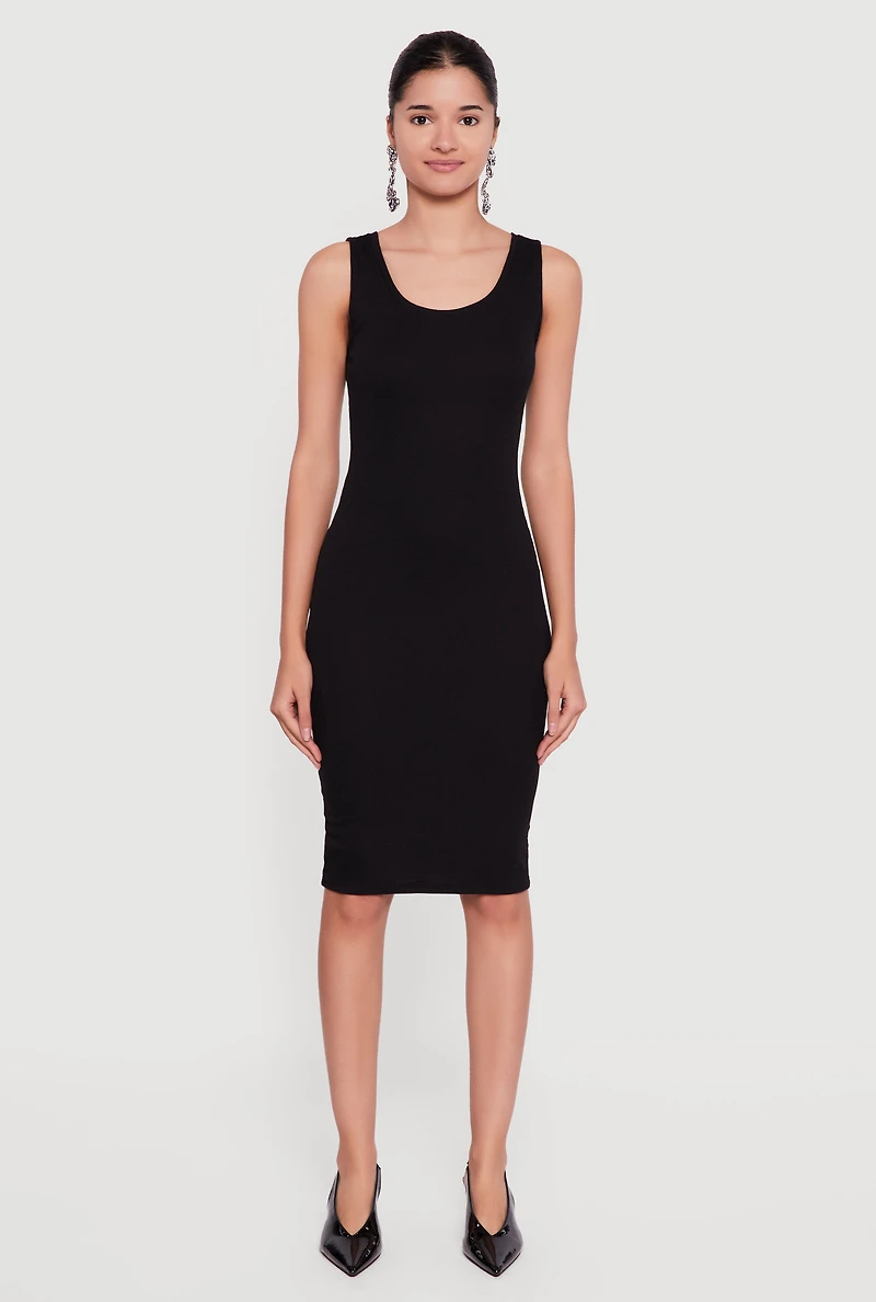 Sleeveless Ribbed Knit Midi Dress