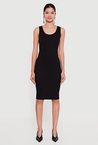 Sleeveless Ribbed Knit Midi Dress