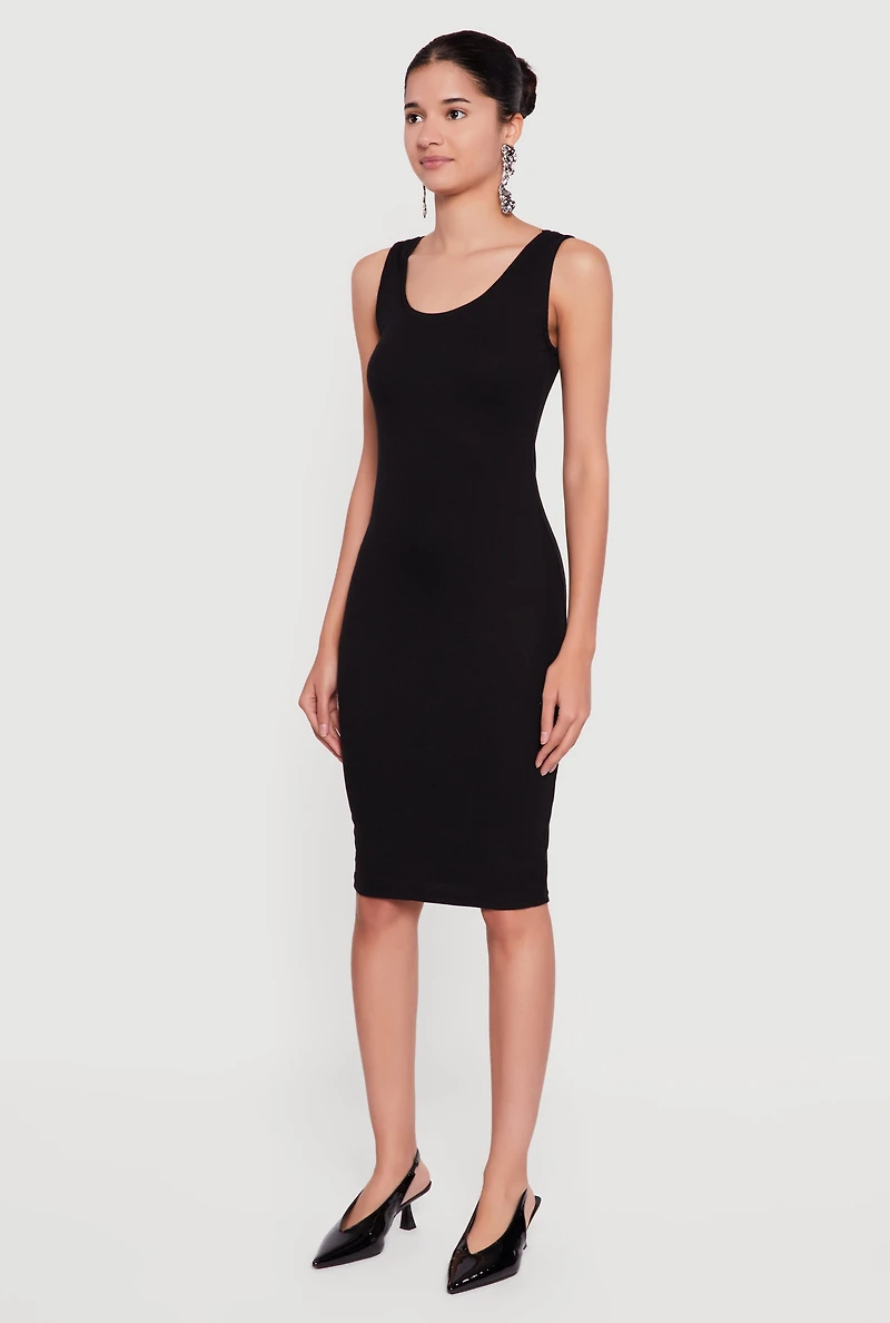 Sleeveless Ribbed Knit Midi Dress
