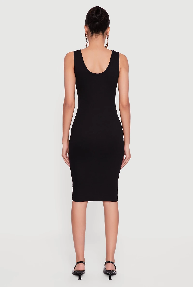 Sleeveless Ribbed Knit Midi Dress
