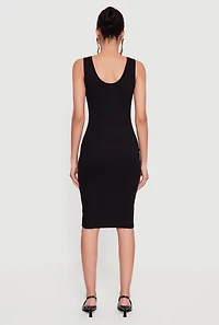 Sleeveless Ribbed Knit Midi Dress