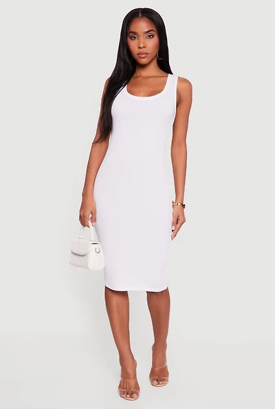 Sleeveless Ribbed Knit Midi Dress