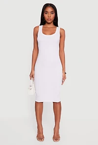 Sleeveless Ribbed Knit Midi Dress