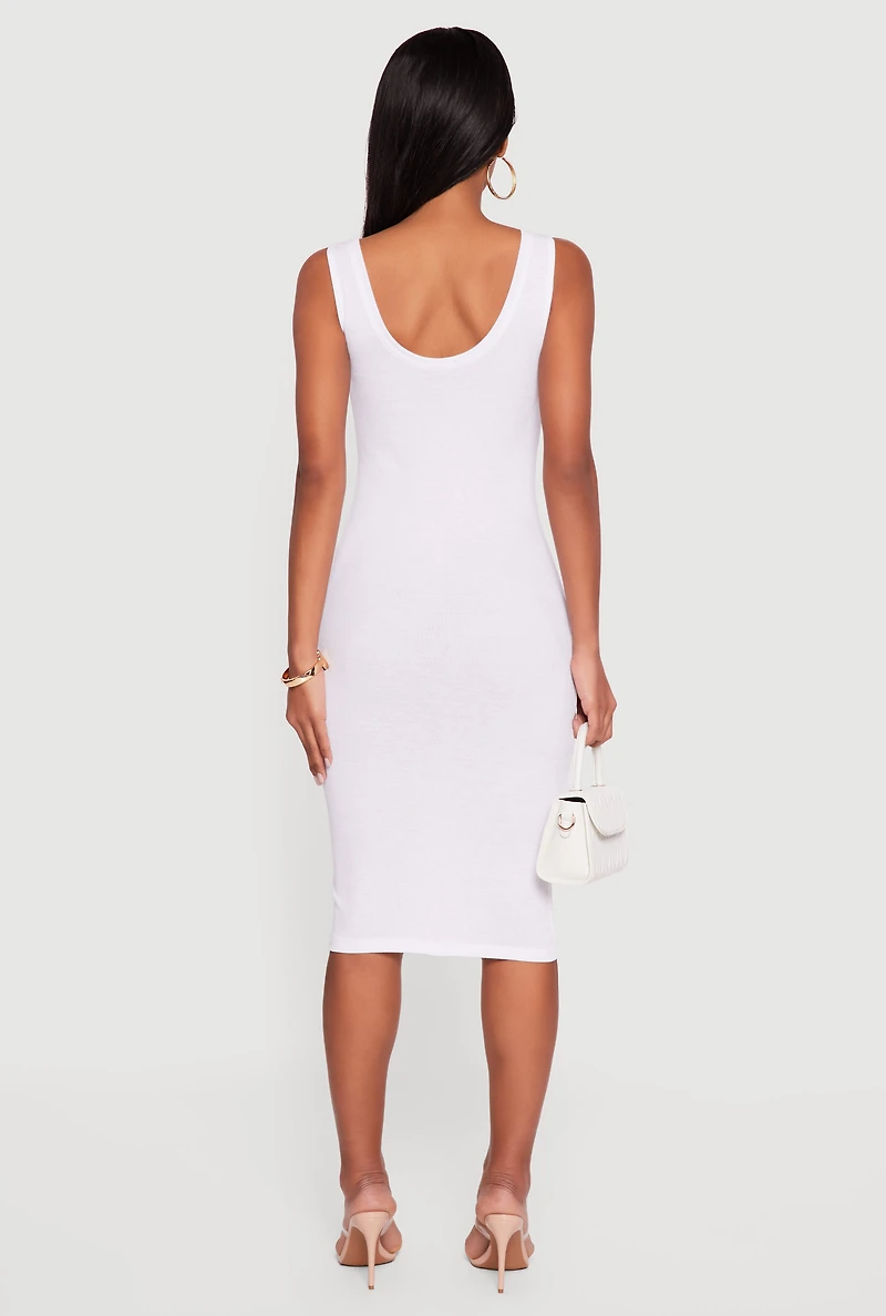 Sleeveless Ribbed Knit Midi Dress