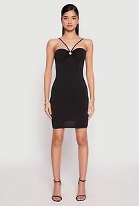 Ruched O Ring Mini Dress