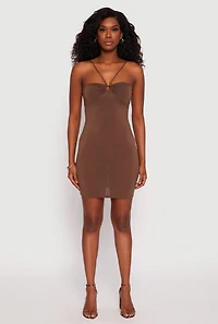 Ruched O Ring Mini Dress