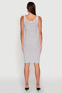 Womens Striped Scoop Neck Midi Dress, Multi, Size L